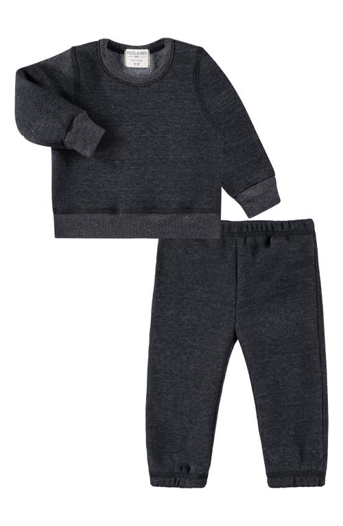 Paigelauren Fleece Lounge Sweatshirt & Joggers Set In Black