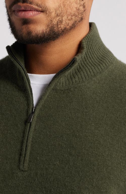 Shop Nordstrom Cashmere Quarter Zip Pullover Sweater In Green Depths