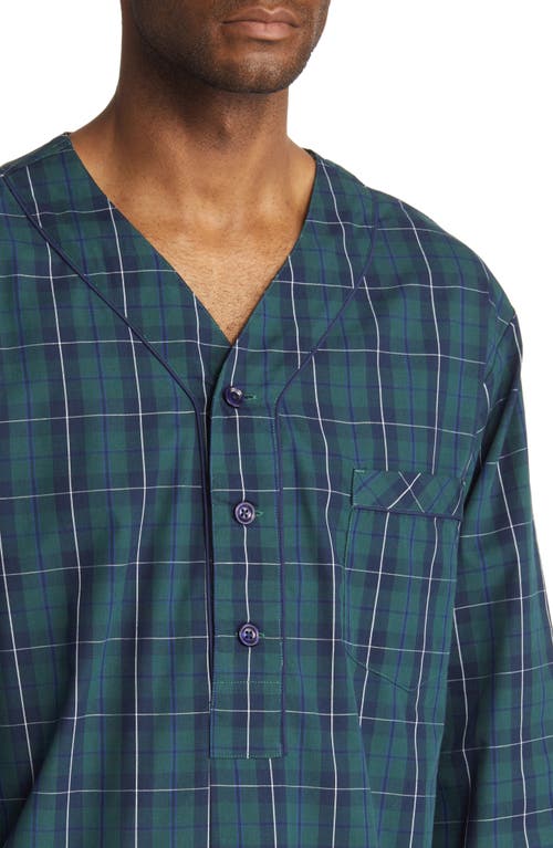 Shop Majestic International Weekend Escape Cotton Blend Nightshirt In Navy/green