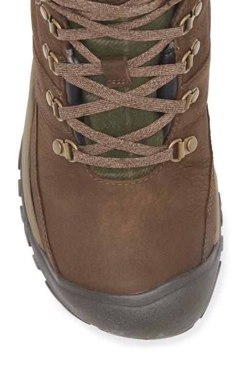 Keen Kaci Iii Winter Mid Waterproof Hiking Boot In Dark Earth/green Plaid