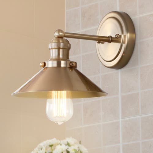 Jonathan Y July Metal Shade Sconce In Brass Gold