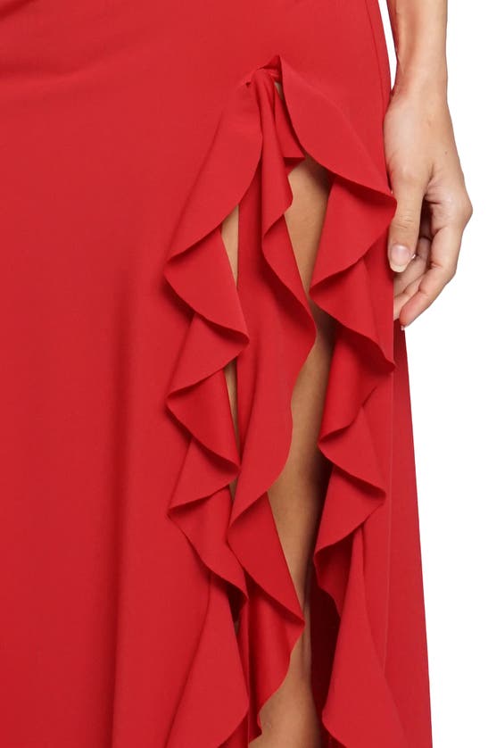 Shop Know One Cares Strappless Ruffle Dress In Red