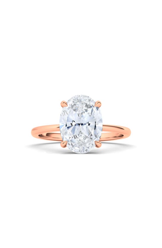 Shop Hautecarat 18k White Gold Oval Cut Lab Created Diamond Ring In 18k Rose Gold