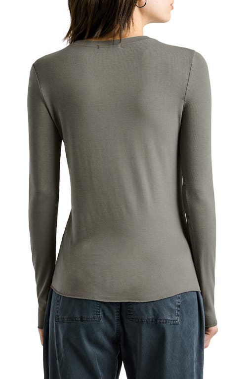 Splendid Long Sleeve T-shirt In Soft Vintage Olive Branch