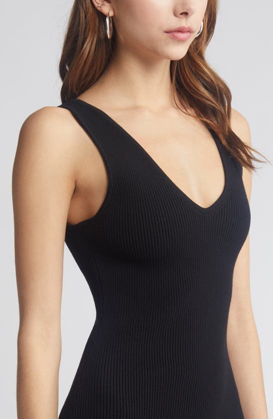 Open Edit Luxe Sculpt Sleeveless Midi Dress In Black