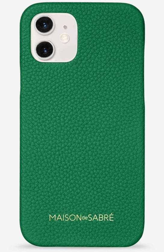 Shop Maison De Sabre Leather Phone Case In Emerald Green