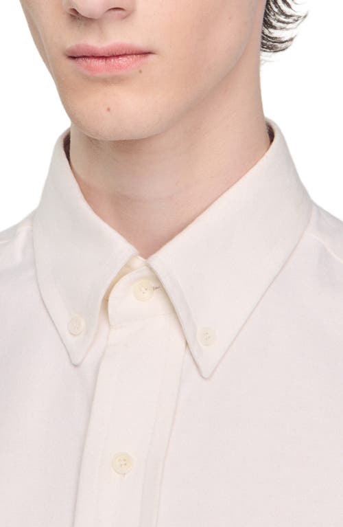 Shop Sandro Oxford Flannel Shirt In White