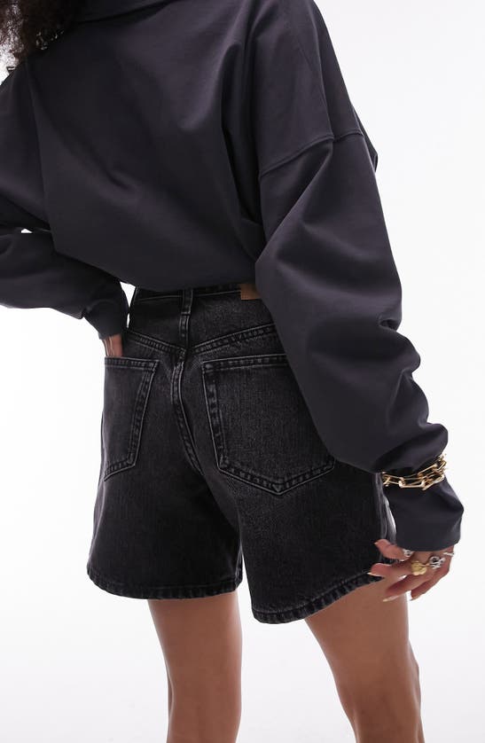 Shop Topshop Editor Denim Shorts In Black