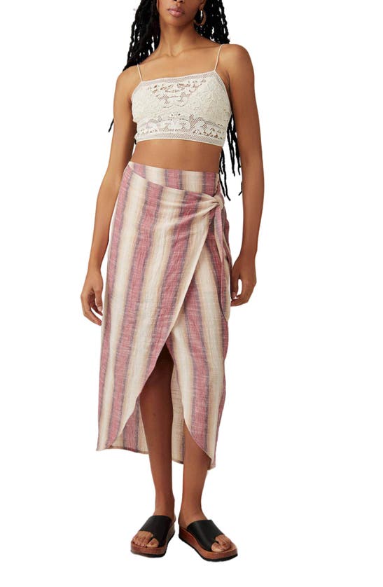 Shop Free People Aubrey Stripe Wrap Maxi Skirt In Multi Brown