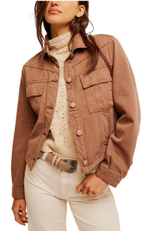 Shop Free People Jade Denim Jacket In Chocolate Mousse