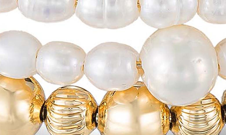 Shop Ettika Set Of 4 Cultured Freshwater Pearl Beaded Bracelets In Gold