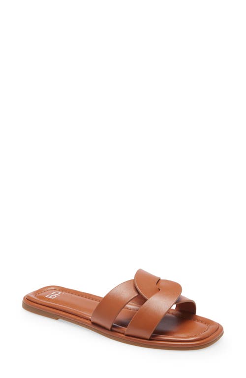 BP. Ariya Faux Leather Slide Sandal in Tan Adobe