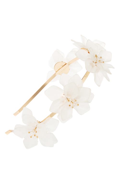L. Erickson Marianna Floral Headband in White/Gold at Nordstrom