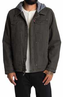 Levi's® Washed Cotton Faux Shearling Lined Hooded Military Jacket |  Nordstromrack