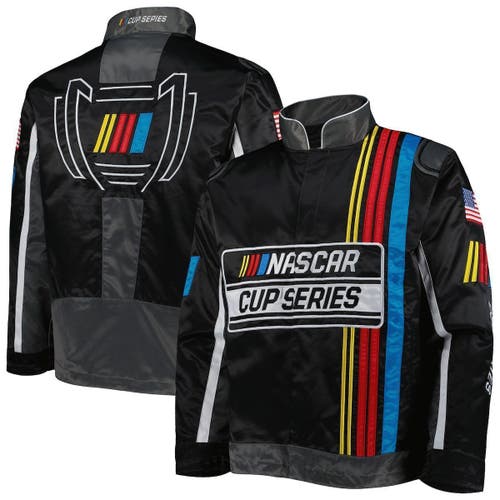 Men's Checkered Flag Black/Gray NASCAR Nylon Uniform Full-Snap Jacket