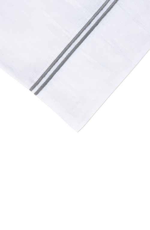 Shop Melange Home White Queen Linen 2 Stripe Embroidered Sheet 4-piece Set In White/s Grey