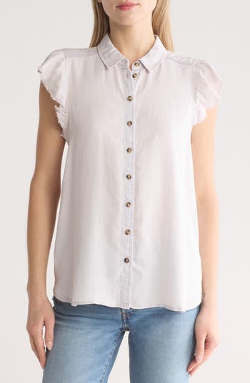 Casa Cabana Audry Washed Cotton Button-up Shirt In White