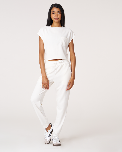 Rebody Active Retreat Pocket Waffle Tee In White