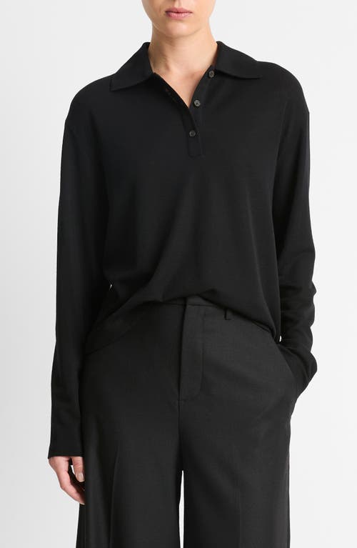 Shop Vince Relaxed Wool Polo Sweater In Black