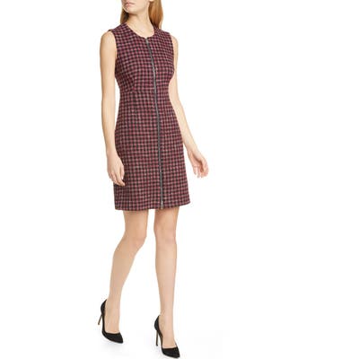 Boss Darsha Tweed Sheath Dress, Burgundy