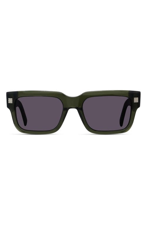 Shop Givenchy Gv Day 53mm Square Sunglasses In Shiny Dark Green/smoke