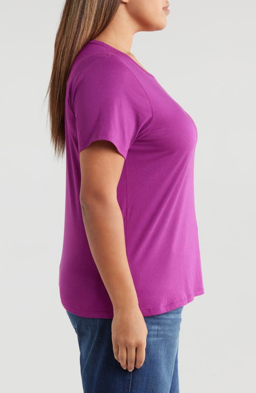 Shop Eileen Fisher Crewneck Organic Cotton T-shirt In Berry Bloom