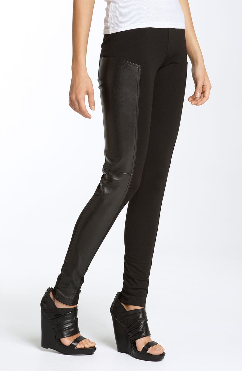 Leggings With Faux Leather Side Panels