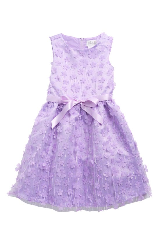 Blush By Us Angels Kids' 3d Appliqué Mesh Dress In Lilac