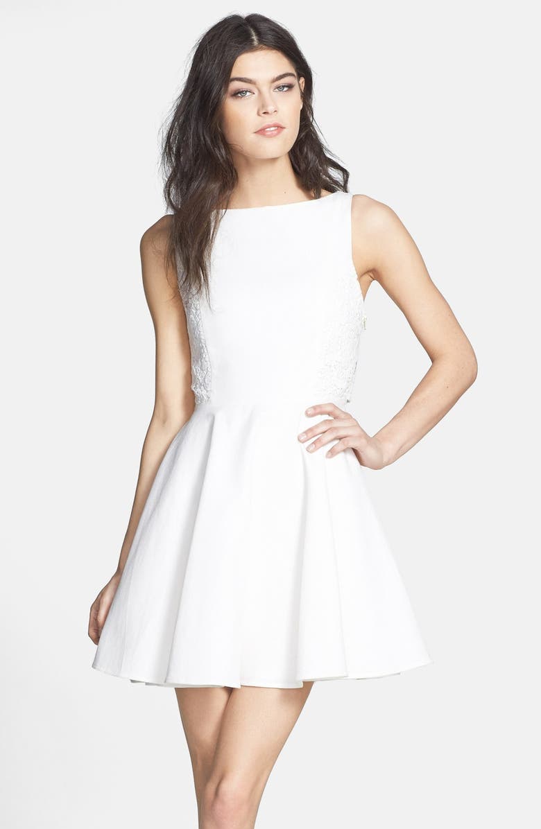 Line & Dot Back Cutout Sleeveless Fit & Flare Dress | Nordstrom