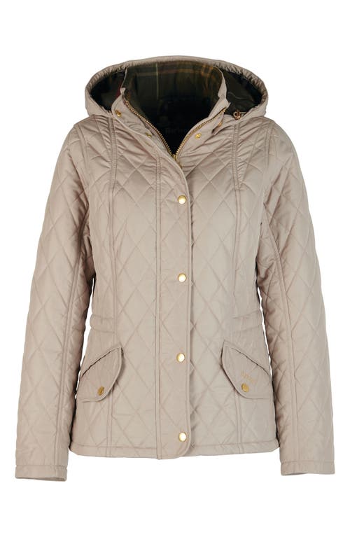 Barbour Women's Millfire Quilted Hooded Jacket In Light Trench/oatmeal Tartan