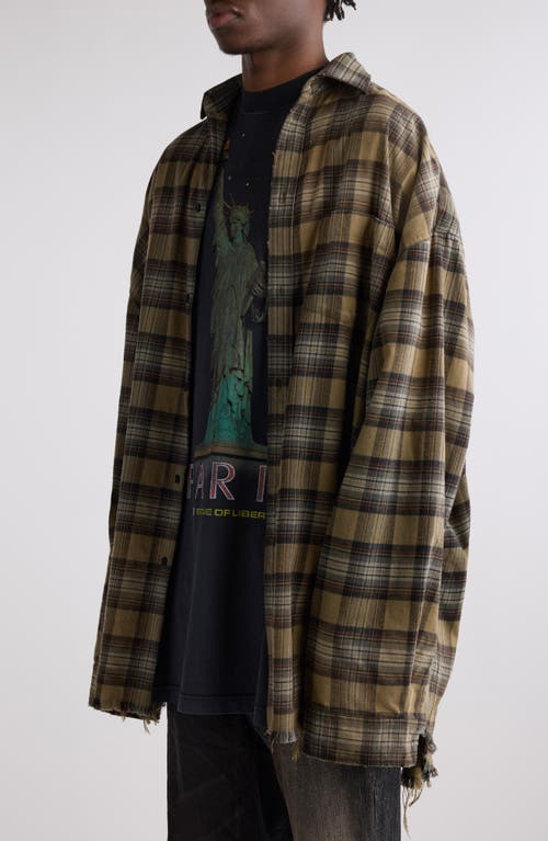 Balenciaga Light Khaki Green Cotton Layered Shirt In Light Khaki