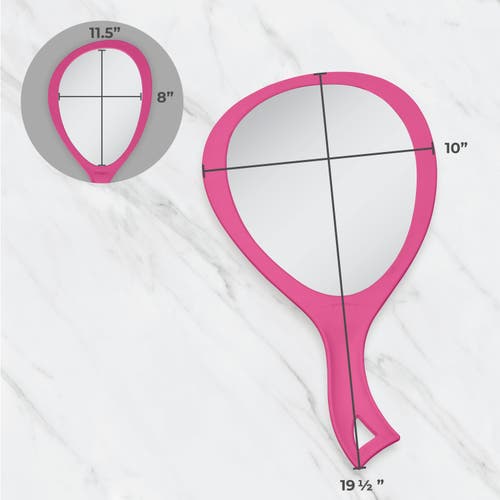 Zadro Xl Teardrop Handheld Mirror With Handle In Bright Pink