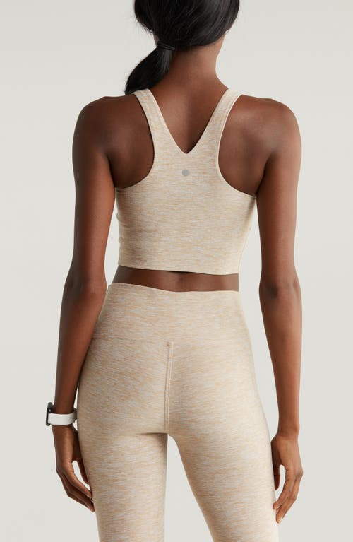 Shop Zella Renew Mélange Support Crop Tank In Tan Thread