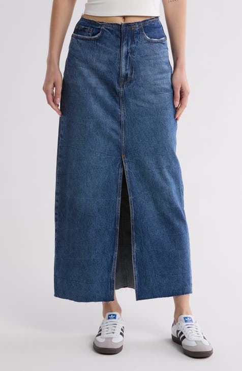 The Cut Off Maxi Denim Skirt