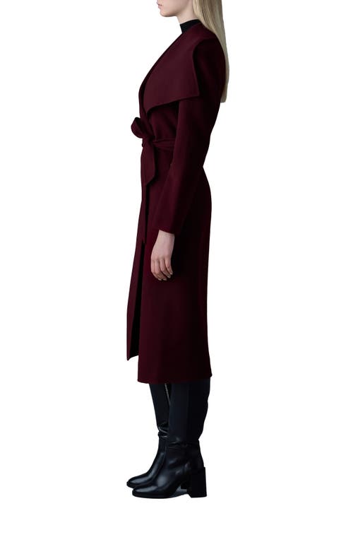 Shop Mackage Mai Wool Long Wrap Coat In Garnet