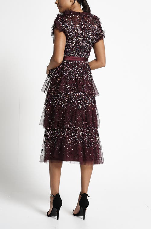 Shop Frock And Frill Sequin Embellished Midi Gown With Tie Waist Detail In Tawny Port