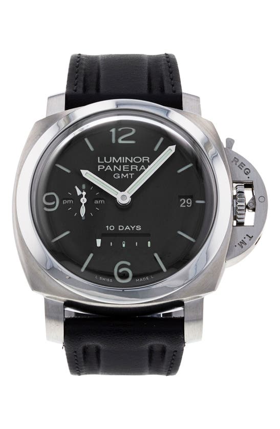 Shop Watchfinder & Co. Panerai  Manifattura Luminor Leather Strap Watch, 44mm In Black