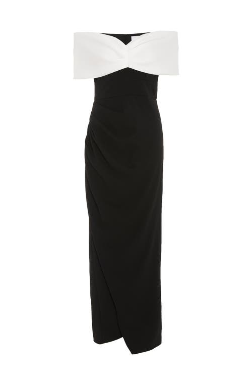Quiz Scuba Crepe Bardot Ruched Maxi Dress In Black