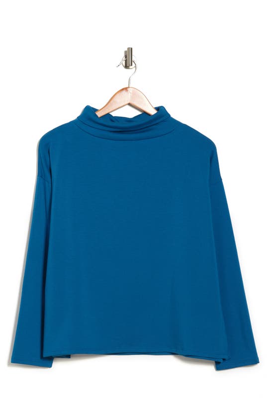 Eileen Fisher Funnel Neck Top In Marine