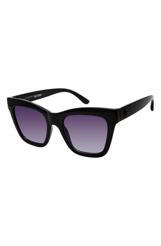 Shop Kurt Geiger 53mm Cat Eye Sunglasses In Solid Black/ Smoke Gradient