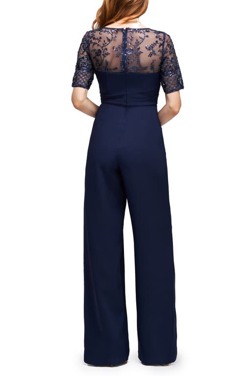 Js Collections Ida Sequin Detail Palazzo Jumpsuit In Navy