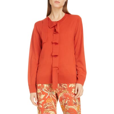 Dries Van Noten Janae Merino Wool Cardigan, Red