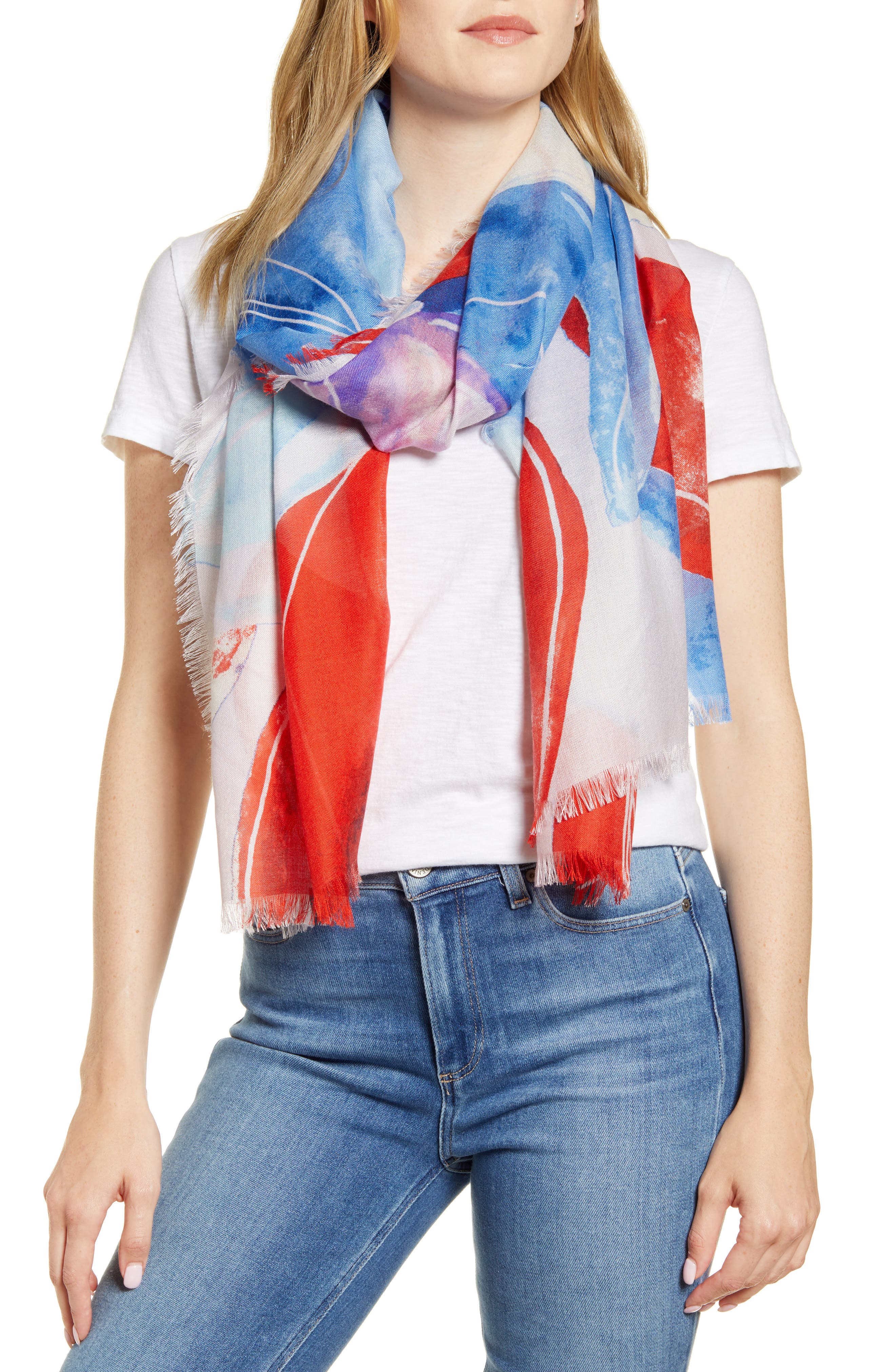 Nordstrom Eyelash Trim Print Cashmere & Silk Wrap | Nordstrom