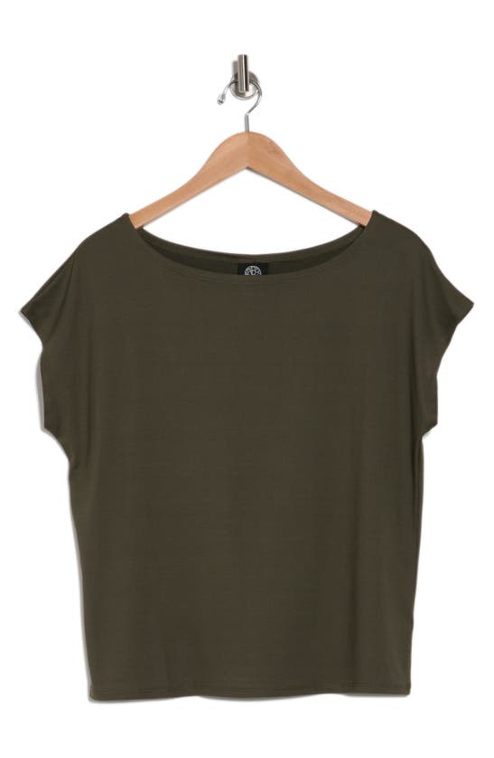 Bobeau One-shoulder Dolman Sleeve T-shirt In Olive