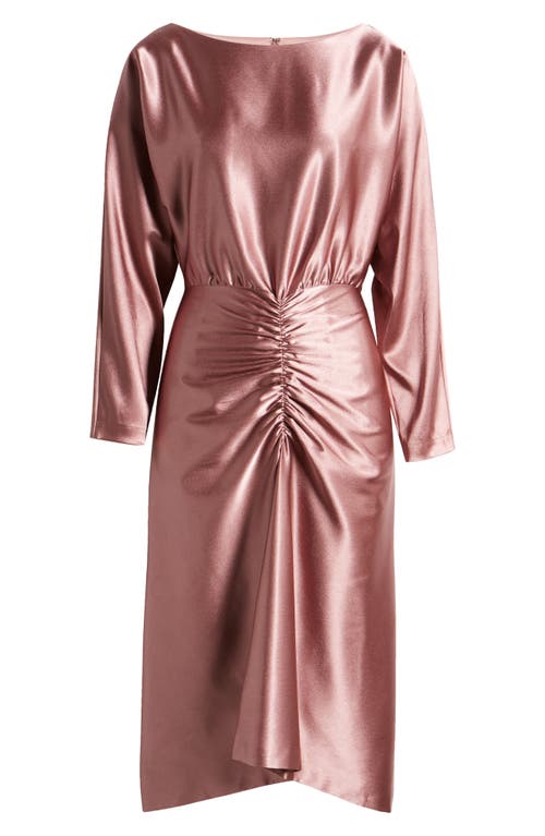 Shop Julia Jordan Long Sleeve Satin Cocktail Midi Dress In Mauve