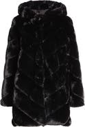 BCBGMAXAZRIA Chevron Faux Fur Hooded Jacket Nordstrom