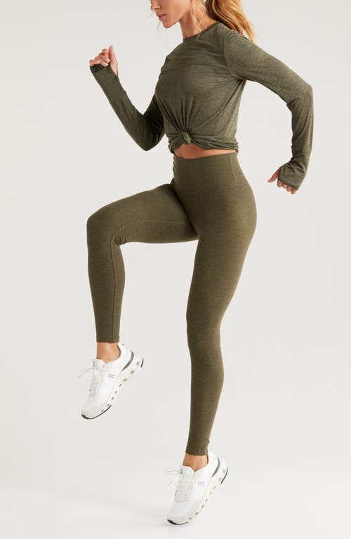 Shop Zella Renew Mélange High Waist Leggings In Olive Night Melange