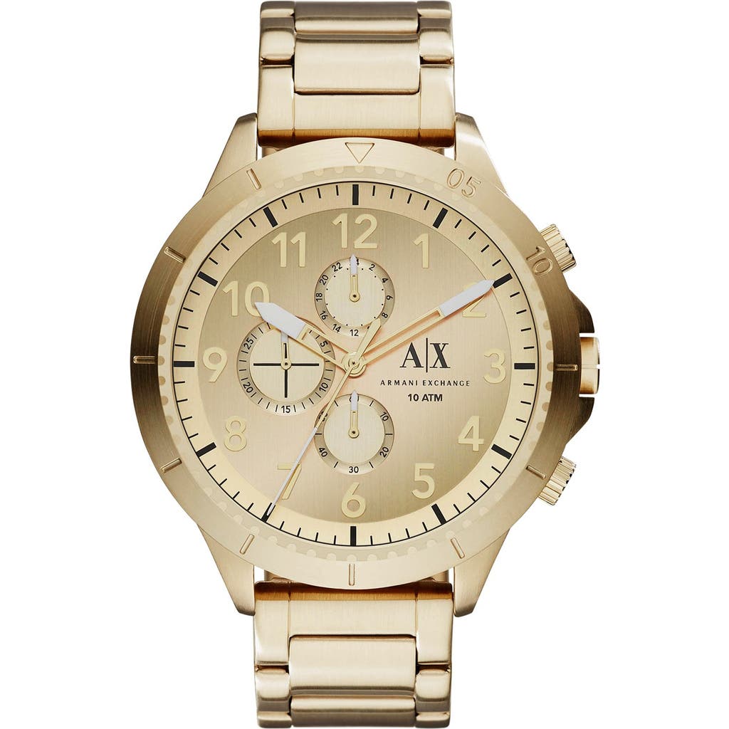 Shop Ax Armani Exchange Chronograph Bracelet Watch In Gold/gold