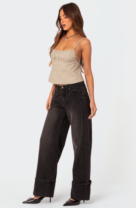 Shop Edikted Tie Back Cotton Camisole In Olive