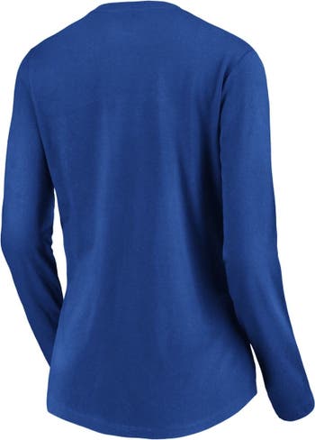 Lids Texas Rangers Fanatics Branded Women's Official Wordmark 3/4 Sleeve  V-Neck T-Shirt - Heathered Royal/White